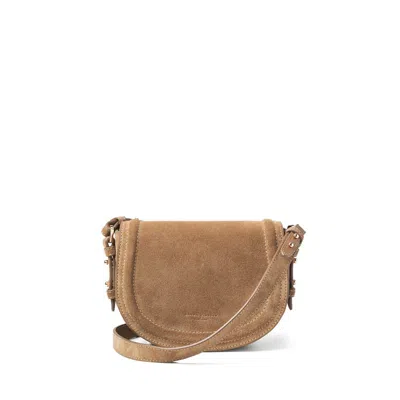 Aspinal Of London Small Stella Satchel Crossbody In Camel Suede In Neutral