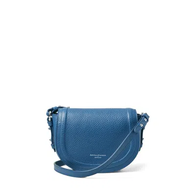 Aspinal Of London Small Stella Satchel Crossbody In Topaz Pebble In Blue