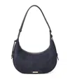Aspinal Of London Womens Hudson Crescent Small Suede Shoulder Bag Navy In Blue