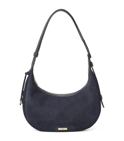 ASPINAL OF LONDON SMALL SUEDE HUDSON CRESCENT SHOULDER BAG