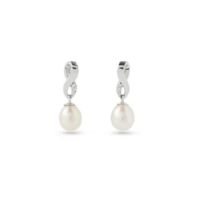 Aspinal Of London Solstice 18ct White Gold Freshwater Pearl & Diamond Earrings
