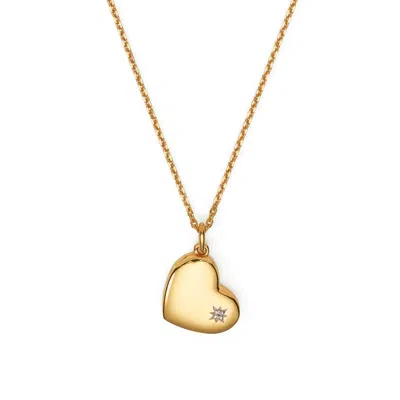 Aspinal Of London Star Set Heart Locket Necklace In Gold