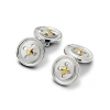 Aspinal Of London Sterling Silver & Gold Plated Double Buttons Cufflinks