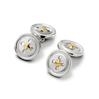 Aspinal Of London Sterling Silver & Gold Plated Double Buttons Cufflinks