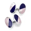Aspinal Of London Sterling Silver Blue Lapis & Pink Mother Of Pearl Oval Bicolour Cufflinks