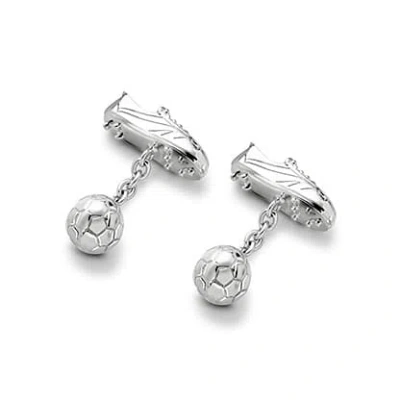 Aspinal Of London Sterling Silver Football & Boot Cufflinks