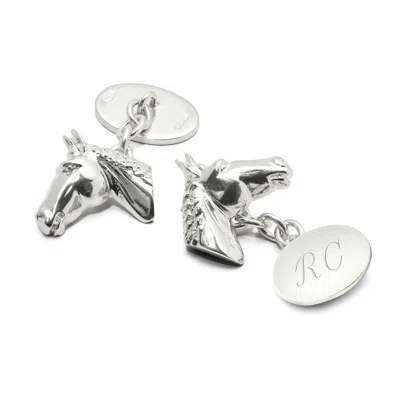 Aspinal Of London Sterling Silver Personalised Horse Head Cufflinks