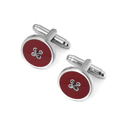 Aspinal Of London Sterling Silver Plated Button Cufflinks In Red