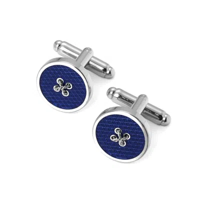 Aspinal Of London Sterling Silver Plated Button Cufflinks In Blue