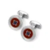 Aspinal Of London Sterling Silver Plated Engraved Edge Button Cufflinks