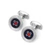 Aspinal Of London Sterling Silver Plated Engraved Edge Button Cufflinks