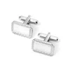 Aspinal Of London Sterling Silver Plated Engraved Edge Rectangular Cufflinks