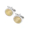 Aspinal Of London Sterling Silver Plated With Gold Plated Engraved Centre Round Cufflinks