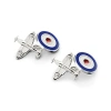 Aspinal Of London Sterling Silver Spitfire & Enamel Raf Roundel Cufflinks