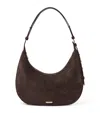 Aspinal Of London Womens Hudson Crescent Suede Shoulder Bag Chocolate In Brown