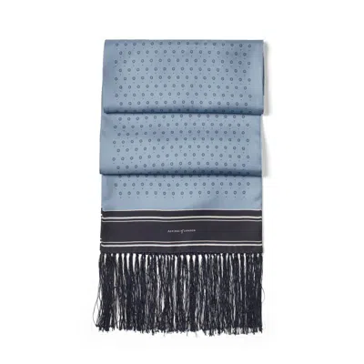 Aspinal Of London Tassel Silk Scarf In Blue