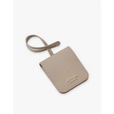 Aspinal Of London Travel Leather Luggage Tag Taupe In Brown