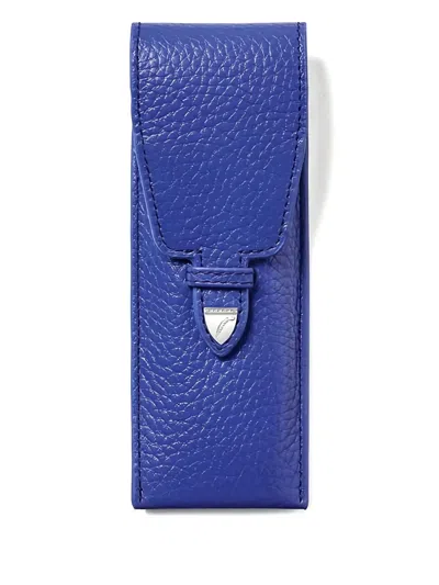 Aspinal Of London Textured Pen Case (16cm X 3.8cm) In Blue