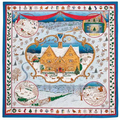 Aspinal Of London The Night Before Christmas Silk Scarf In Multi
