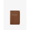 Aspinal Of London Grained Leather Passport Cover In Tobacco