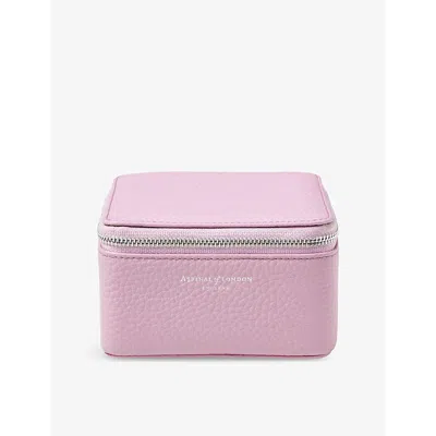 Aspinal Of London C Travel Grained Leather Watch And Ring Box In Lilac