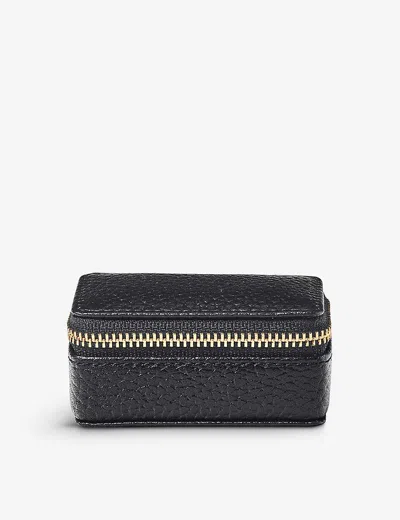 Aspinal Of London Womens Black Small Travel Grained Leather Jewellery Case