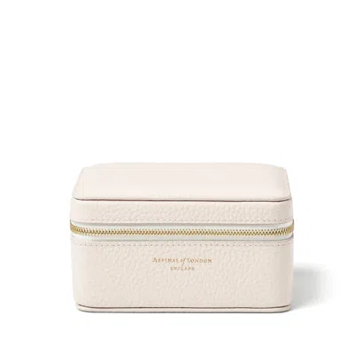 Aspinal Of London Travel Watch & Ring Box Ivory Pebble In Neutral