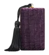 Aspinal Of London Velvet Croc-embossed Paloma Box Clutch Bag In Purple
