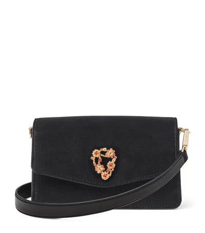 Aspinal Of London Velvet Eliza Clutch Bag In Black