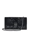 Aspinal Of London Womens Black Mayfair Flower-embroidered Leather Clutch Bag In Black