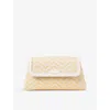 ASPINAL OF LONDON ASPINAL OF LONDON WHITE EVENING RAFFIA AND LEATHER CLUTCH