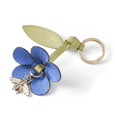 Aspinal Of London Wildflower & Bee Keyring In Blue