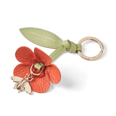 Aspinal Of London Wildflower & Bee Keyring In Orange