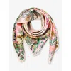 ASPINAL OF LONDON ASPINAL OF LONDON WOMEN'S CANDY PINK GRAPHIC-PRINT SQUARE SILK SCARF