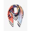 ASPINAL OF LONDON ASPINAL OF LONDON WOMEN'S CASPIANBLUE GRAPHIC-PRINT BRANDED SILK SCARF