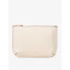 Aspinal Of London Womens Ivory Ella Logo-print Large Grained-leather Pouch In Ivory