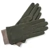 Aspinal Of London Women's Knitted Cuff Nubuck Gloves In Green