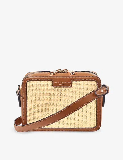 Aspinal Of London Womens Neutral Contrast-weave Logo-embossed Leather Camera Bag