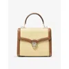 ASPINAL OF LONDON ASPINAL OF LONDON WOMEN'S NEUTRAL MAYFAIR MIDI CONTRAST-WEAVE LEATHER SHOULDER BAG