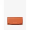ASPINAL OF LONDON ASPINAL OF LONDON WOMEN'S ORANGE ESSENTIAL FOILED-BRANDING PEBBLED-LEATHER PURSE