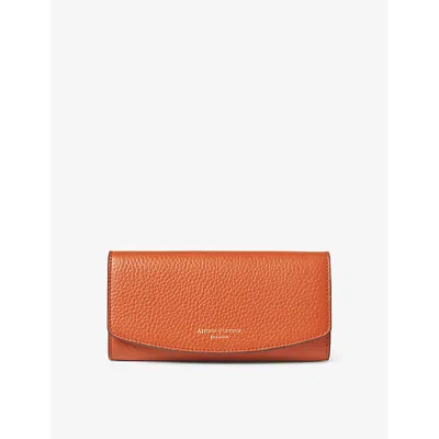 Aspinal Of London Womens Orange Essential Foiled-branding Pebbled-leather Purse