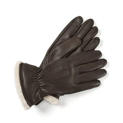 Aspinal Of London Women's Shearling Lined Leather Gloves In Brown