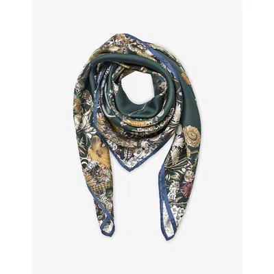 Aspinal Of London Womens  Ombre Floral-print Silk Scarf In Multi