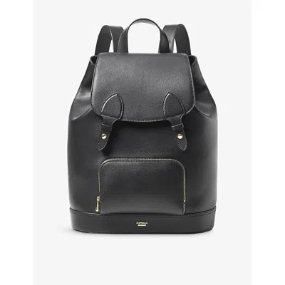 Aspinal Of London Womens Black Branded Leather Backpack