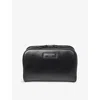 Aspinal Of London Womens Black Branded Leather Toiletry Bag In Black