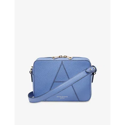 Aspinal Of London Womens Capri Blue Camera Grained Leather Crossbody Bag