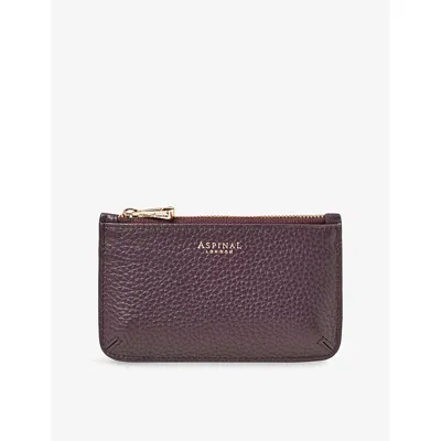 Aspinal Of London Womens Fig Ella Leather Card And Coin Holder In Purple