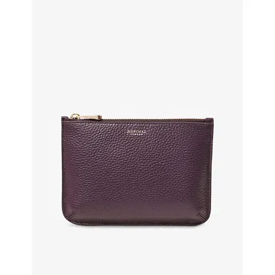 Aspinal Of London Womens Fig Ella Medium Leather Pouch In Purple
