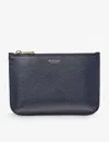 Aspinal Of London Womens Navy Ella Medium Logo-print Grained-leather Pouch In Navy