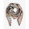 Aspinal Of London Womens Latte Floral-print Silk Scarf In Latte